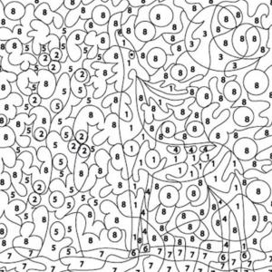 Coloriage magique de Noël : Le Renne dans la forêt
