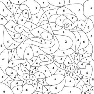Coloriage magique du Printemps : L'oiseau et les fleurs