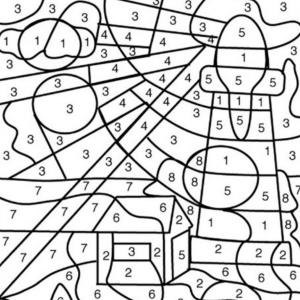 Coloriage magique marin : Le phare