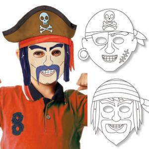 Il est facile de se déguiser en pirate avec ces masques de pirate à colorier. Il est possible de jouer à plusieurs ou d’utiliser chaque masque pour incarner un pirate différent ! Des masques de pirate