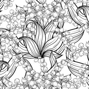 Coloriage muguet : un dessin avec du muguet à imprimer pour la fête du travail et le 1er mai. Page 3