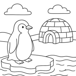 Coloriage pingouin de Noël