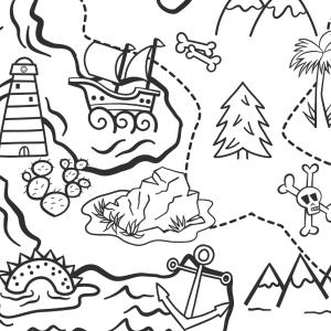 Imprimer le coloriage du pirate et le drapeau pirate