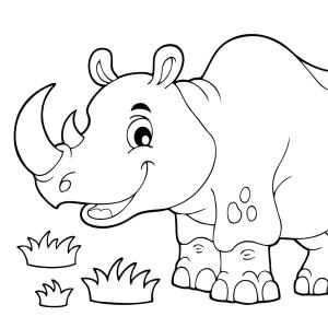 Ce coloriage de rhinocéros est à télécharger et imprimer gratuitement pour faire plaisir à tous les amoureux des animaux de la savane - Page 5