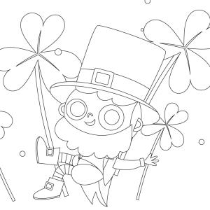 Coloriage Saint Patrick à proposer aux enfants qui aiment l'Irlande et cette fête joyeuse. Page 1