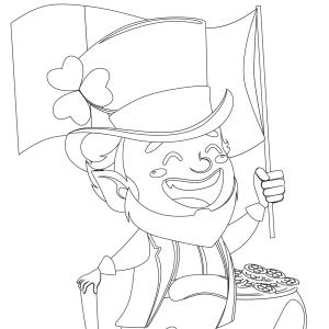 Coloriage Saint Patrick à proposer aux enfants qui aiment l'Irlande et cette fête joyeuse. Page 2
