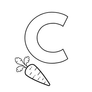 Colorie le C de l'alphabet comme CAROTTE