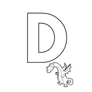 Colorie le D de l'alphabet comme DRAGON