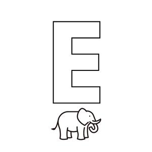 Colorie le E de l'alphabet comme ELEPHANT