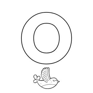 Colorie le O de l'alphabet comme OISEAU