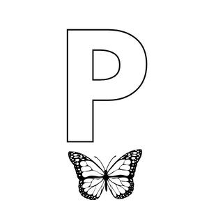Colorie le P de l'alphabet comme PAPILLON