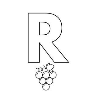 Colorie le R de l'alphabet comme RAISIN