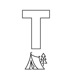 Colorie le T de l'alphabet comme TENTE