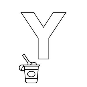 Colorie le Y de l'alphabet comme YAOURT