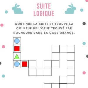 Continue la suite de nombres - suite logique 1 Une suite logique sur le thème de Paques