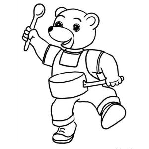 Un coloriage de Petit Ours Brun qui fait du tambour