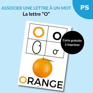Une carte alphabet pour associer la lettre O à un mot : O comme Orange