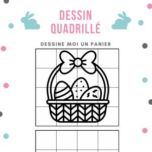 Découvre comment faire un dessin de panier de Pâques en t'aidant du quadrillage.

Comment faire ? Il suffit de bien observer le modèle du panier puis de recopier à l'identique sur le quadrillage du 