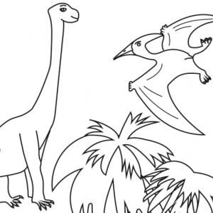 Imprimez simplement le coloriage des dinosaures sur une feuille et donnez-le à votre enfant pour qu'il puisse le colorier avec ses crayons de couleur ou ses feutres. Ce coloriage représente un ptéroda