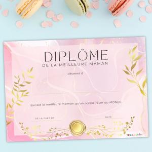Diplôme de la meilleure maman à imprimer et à compléter