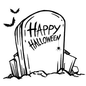 Coloriage Happy Halloween avec tombe