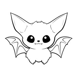 Coloriage d'une chauve-souris kawaii à imprimer avec Tête à modeler