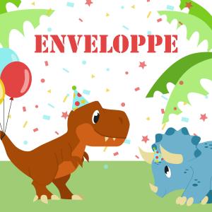Imprimez votre enveloppe pour pouvoir inviter tout le monde au meilleur anniversaire de dinosaure du monde. Il suffira de l'imprimer sur une feuille A4 et de la monter afin de pouvoir y glisser l'invi