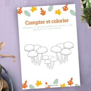 Imprimer l'exercice 1 pour compter et colorier les points du champignon en respectant le code couleur MS