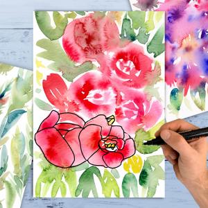 5 coloriages inversés floraux