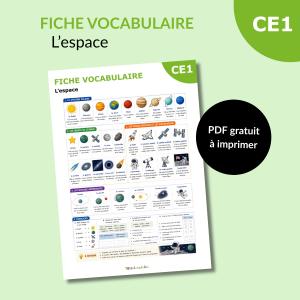 Téléchargez une fiche vocabulaire sur l’espace pour la maternelle et le CP. Activités, exercices et mots illustrés à imprimer gratuitement.