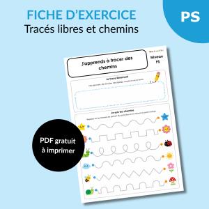 Apprendre à tracer des chemins en PS : fiche graphique avec boucles, vagues et zigzags