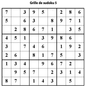Sudoku de niveau 3 pour les enfants de primaire : grille 5