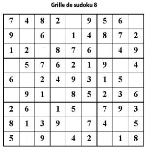 Sudoku de niveau 3 pour les enfants de primaire : grille 8