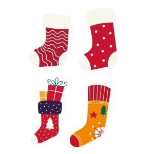 Image de Noël : chaussettes de Noël.A imprimer et à utiliser pour les bricolages, les coloriages et autres activités de Noël.