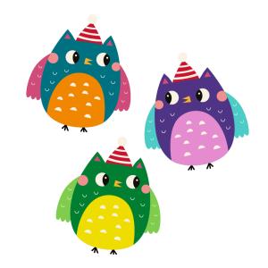 Image de Noël : Hiboux de Noël à imprimer pour les bricolages de Noël. Il vous suffira de les découper afin de pouvoir els utiliser avec vos enfants pendant vos activités sur le thème de Noël.