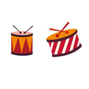 Image de Noel : tambours de Noël. Imprimez la planche de tambours de Noël pour le découpage et le bricolage de votre enfant pour Noël