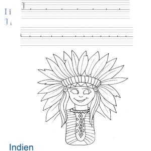 Imprimer la page d'écriture sur l'indien