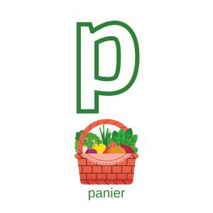 Imprimer la planche imagier minuscule "p" comme panier pour créer un imagier pour les enfants