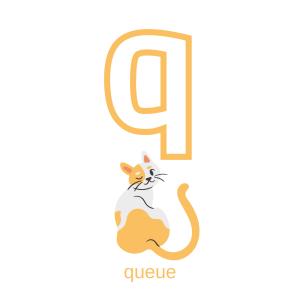 Imprimer la planche imagier minuscule "q" comme queue pour créer un imagier pour les enfants