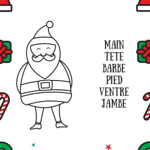 A votre enfant de relier chaque partie du corps du Père Noêl à son non