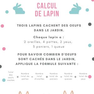 Imprimer le jeu de calcul de lapin calin 3
Un jeu de calcul pour les enfants sur le thème de Pâques