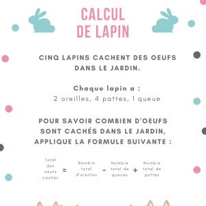 Imprimer le jeu de calcul de lapin calin et les oeufs 
Un jeu de calcul pour Pâques