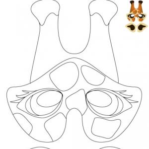 Imprimer le modèle du masque de girafe pour le déguisement des enfants , masque à colorier, à découper et &agrav...