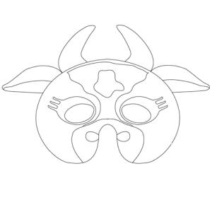 Imprimer le modèle du masque de vache pour le déguisement des enfants , masque à découper et à colorier avec un modèle