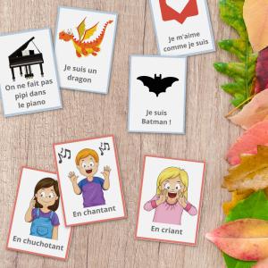 Un jeu gratuit et à imprimer afin d'aider les enfants dans leur développement et afin de travailler leurs voix, leur diction et leur phonation. Il suffira d'imprimer les cartes, de les découper et de 