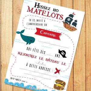 Imprimer gratuitement une invitation pour organiser un anniversaire sur le thème des pirate. Profitez-en pour la glisser dans son enveloppe pour impressionner tous les petits moussaillons.