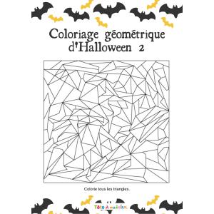 Un jeu de coloriage géométrique : le dessin est composé de formes géométriques délimitées par des traits. Seuls les triangles doivent être coloriés pour révéler  l'image . Jeu à imprimer gratuit.