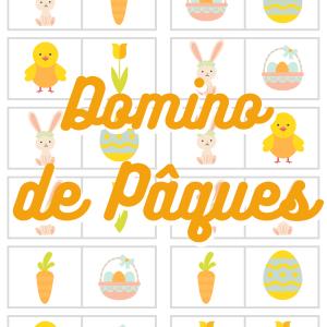 Bricolage pour réaliser des dominos de Pâques avec son enfant. Le jeu de dominos est réalisé avec des imagettes découpées et collées.