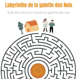 Jeu de labyrinthe à imprimer gratuitement : retrouvons la galette. Comme son nom l'indique, le but du jeu sera de retrouver son chemin à travers un labyrinthe pour trouver la galette des rois. Ce jeu 