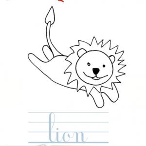 L de lion imagier de lettres en minuscule